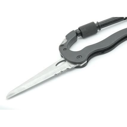 Aluminium-Multifunktionskarabiner mit Sicherung, schwarz