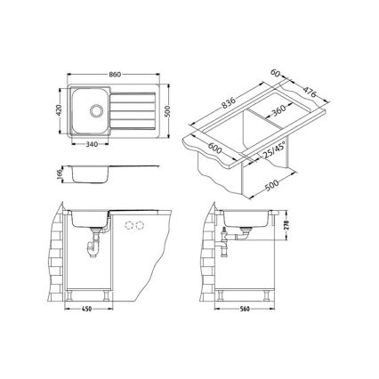 ALVEUS 1065560 - Küchenspüle LINE 86 x 50 cm Edelstahl/satiniert