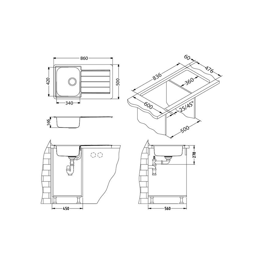 ALVEUS 1065560 - Küchenspüle LINE 86 x 50 cm Edelstahl/satiniert