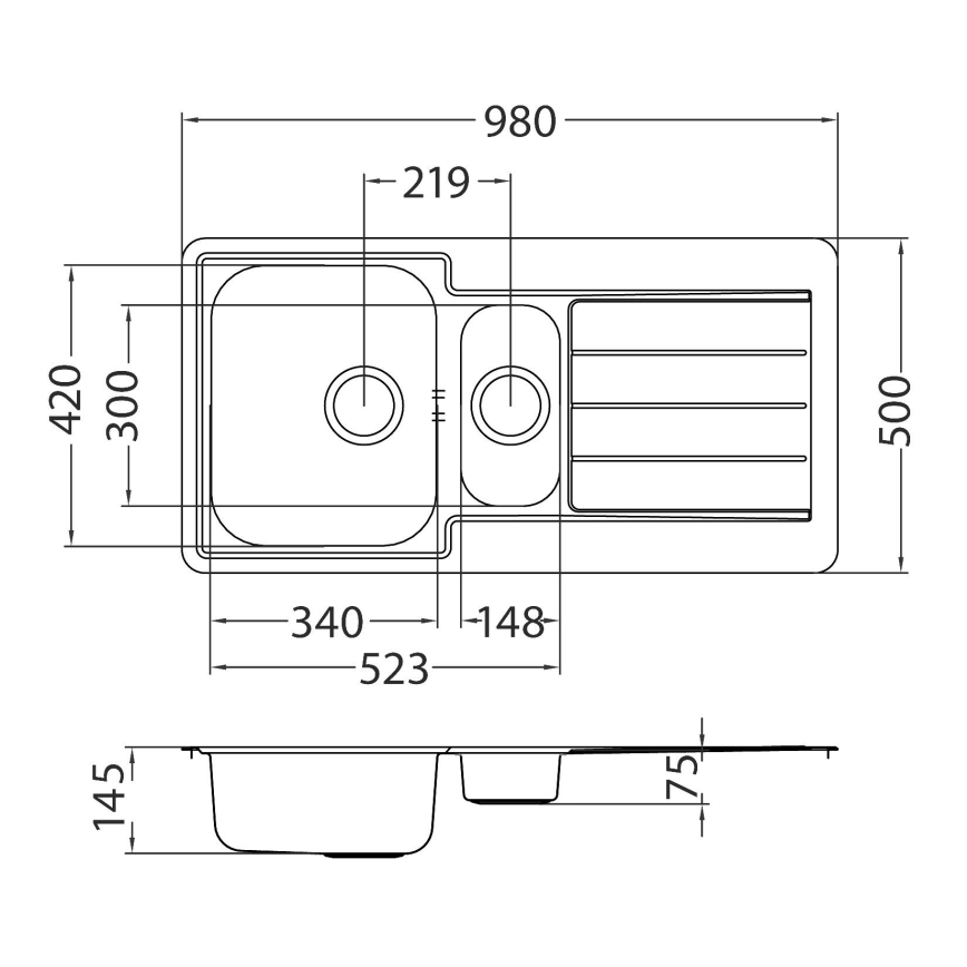 ALVEUS 1082440 - Küchenspüle LINE 98 x 50 cm, Edelstahl/Satin