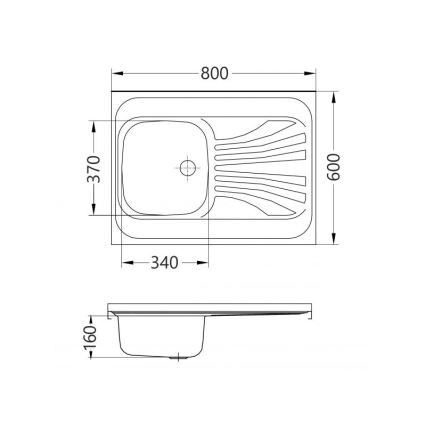 ALVEUS 1095618 - Küchenspüle CLASSIC 80x60 cm mattstahl/satin ohne Rand, drehbar