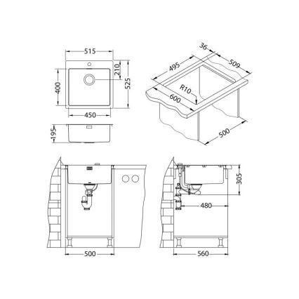 ALVEUS 1106867 - Spülbecken PURE 52,5x51,5 cm monarch golden