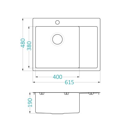 ALVEUS 1124383 - Spülbecken QUARTO 61,5x48 cm Satin