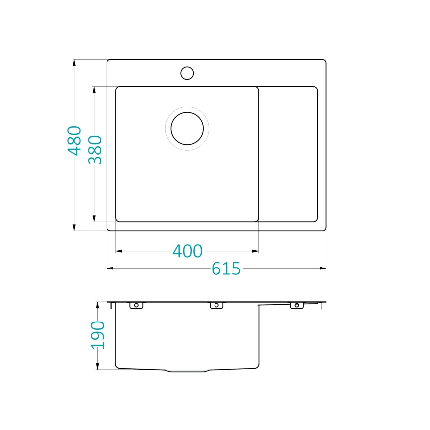 ALVEUS 1124383 - Spülbecken QUARTO 61,5x48 cm Satin