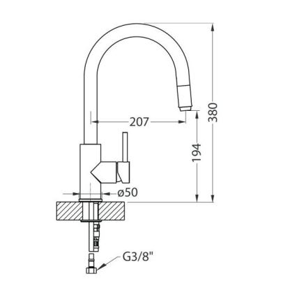 ALVEUS 1129021 - Spültischarmatur mit ausziehbarer Brause DELOS 38 cm Hochglanzchrom