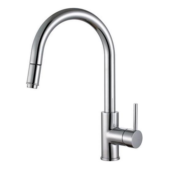 ALVEUS 1129021 - Wasserhahn/Armatur mit herausziehbarem Sprühkopf DELOS 38 cm matt Chrom