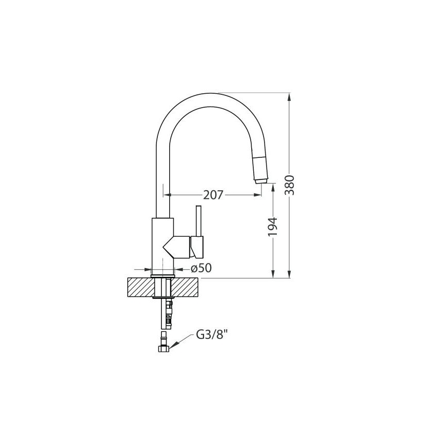 ALVEUS 1129021 - Wasserhahn/Armatur mit herausziehbarem Sprühkopf DELOS 38 cm matt Chrom