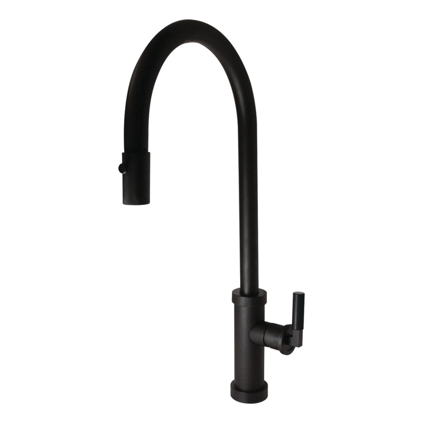 ALVEUS 1132179 - Wasserhahn/Armatur mit herausziehbarem Sprühkopf NERINA 46,8 cm Edelstahl/schwarz