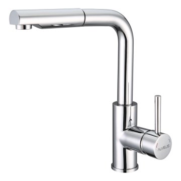 ALVEUS 1135365 - Wasserhahn/Armatur mit herausziehbarem Sprühkopf SARA 29,7 cm Edelstahl