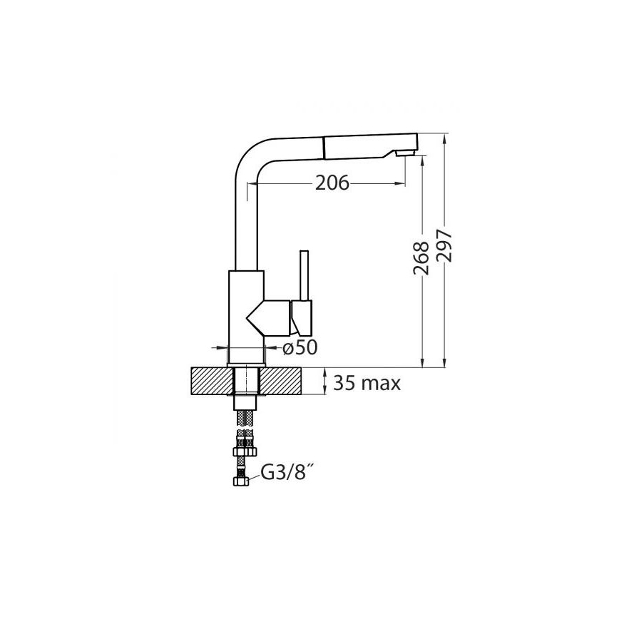 ALVEUS 1135365 - Wasserhahn/Armatur mit herausziehbarem Sprühkopf SARA 29,7 cm Edelstahl