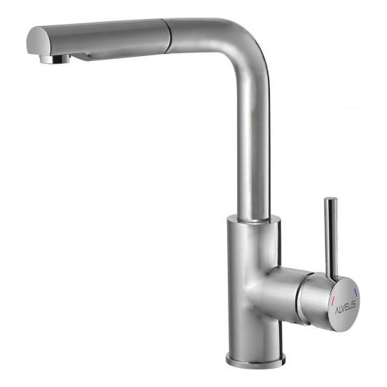 ALVEUS 1135366 - Wasserhahn/Armatur mit herausziehbarem Sprühkopf SARA 29,7 cm Edelstahl