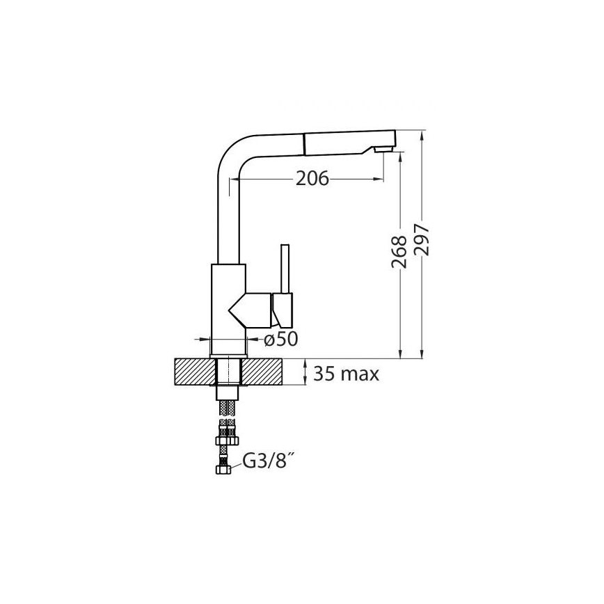ALVEUS 1135366 - Wasserhahn/Armatur mit herausziehbarem Sprühkopf SARA 29,7 cm Edelstahl