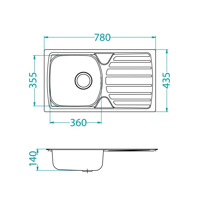 ALVEUS 1136539 - Küchenspüle BASIC 78x43,5 cm Edelstahl/Satin, großer Ablauf