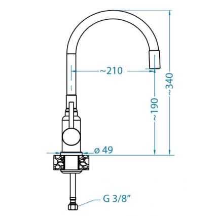 ALVEUS 1144427 - Wasserhahn/Armatur mit flexiblem Arm MINTAS 34 cm Messing/glänzendes Chrom/schwarz