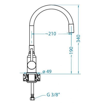 ALVEUS 1144428 - Wasserhahn/Armatur mit flexiblem Arm MINTAS 34 cm Messing/glänzendes Chrom/beige