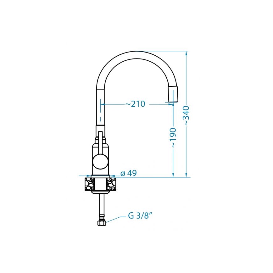ALVEUS 1144428 - Wasserhahn/Armatur mit flexiblem Arm MINTAS 34 cm Messing/glänzendes Chrom/beige