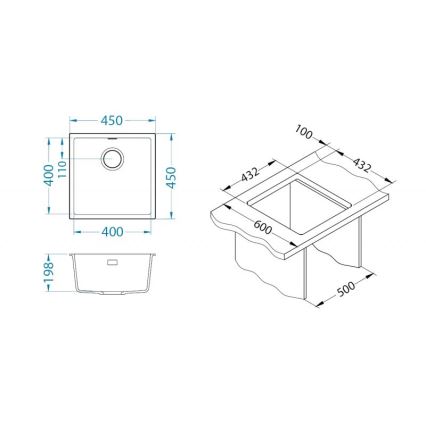 ALVEUS 1150047 - Küchenspüle OMNI 45x45 cm Granit/Beige