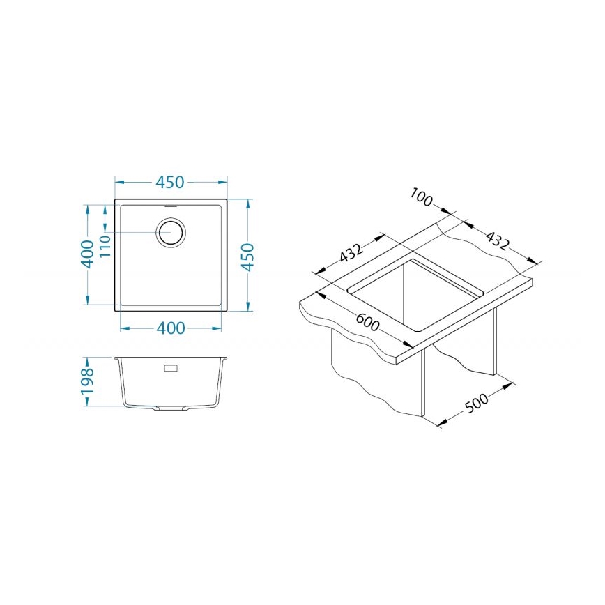 ALVEUS 1150047 - Küchenspüle OMNI 45x45 cm Granit/Beige