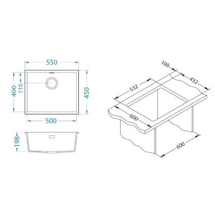 ALVEUS 1150051 - Küchenspüle OMNI 55x45 cm Granit/Weiß