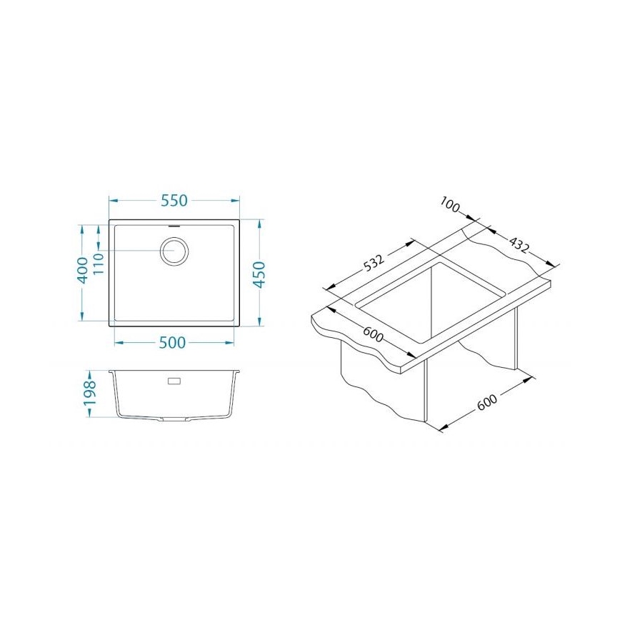 ALVEUS 1150051 - Küchenspüle OMNI 55x45 cm Granit/Weiß