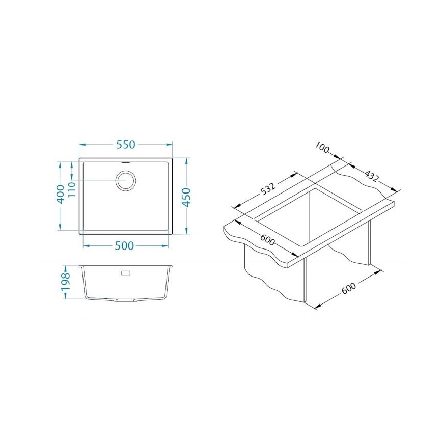ALVEUS 1150057 - Küchenspüle OMNI 55x45 cm Granit/Schwarz