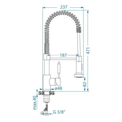 ALVEUS 1150886 - Wasserhahn/Armatur mit flexiblem Arm und Sprühvorrichtung URBAN 47,1 cm Edelstahl