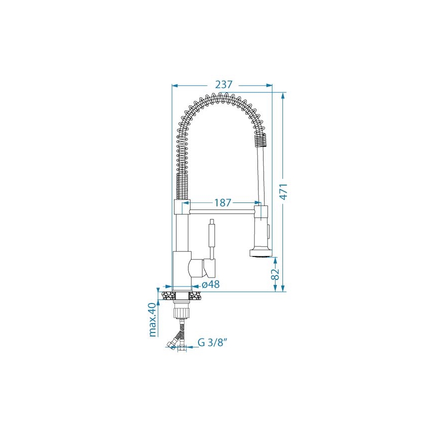 ALVEUS 1150886 - Wasserhahn/Armatur mit flexiblem Arm und Sprühvorrichtung URBAN 47,1 cm Edelstahl