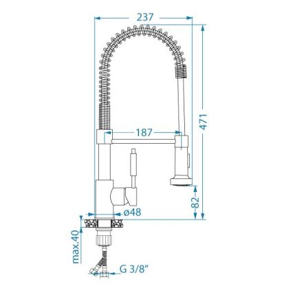 ALVEUS 1150887 - Küchenarmatur mit flexiblem Auslauf und Brause URBAN 47,1 cm schwarz