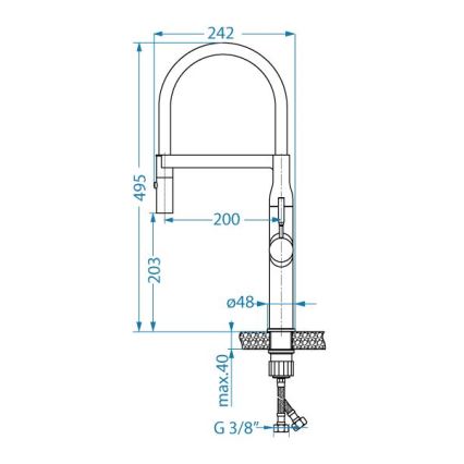 ALVEUS 1150892 - Wasserhahn/Armatur mit flexiblem Arm und Sprühvorrichtung MIRAGE 49,5 cm Satin