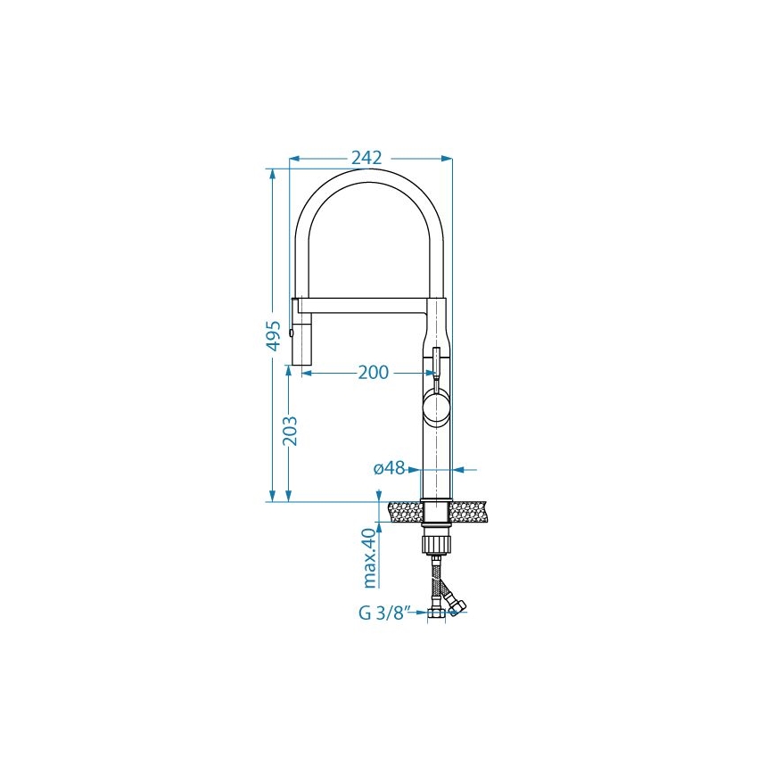 ALVEUS 1150893 - Wasserhahn/Armatur mit flexiblem Arm und Sprühvorrichtung MIRAGE 49,5 cm schwarz