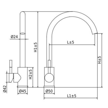 ALVEUS ES3508A - Wasserhahn/Armatur VIOLA 36,7 cm Edelstahl