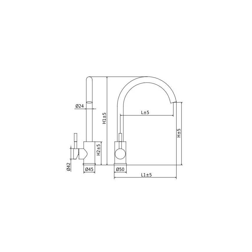 ALVEUS ES3508A - Wasserhahn/Armatur VIOLA 36,7 cm Edelstahl
