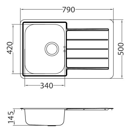 ALVEUS SET0026 - Küchenspüle LINE 79x50 cm + Küchenarmatur TONIA 29,5 cm Satin/Glanzchrom