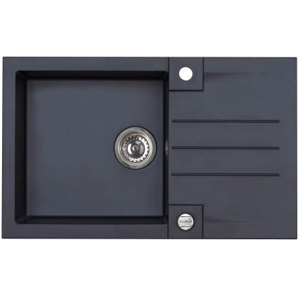 ALVEUS SETA23201 - Küchenspüle ROCK 78x48 cm + Spülarmatur mit flexiblem Auslauf MINTAS 34 cm Granit/mattes Schwarz