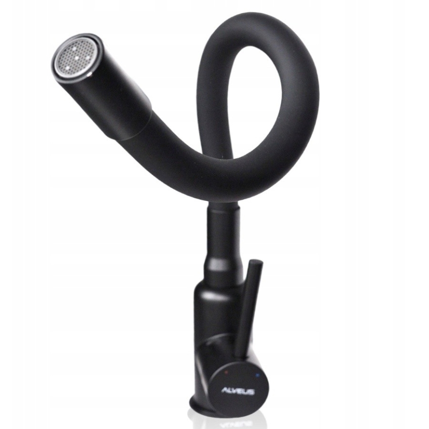 ALVEUS SETA23201 - Küchenspüle ROCK 78x48 cm + Spülarmatur mit flexiblem Auslauf MINTAS 34 cm Granit/mattes Schwarz