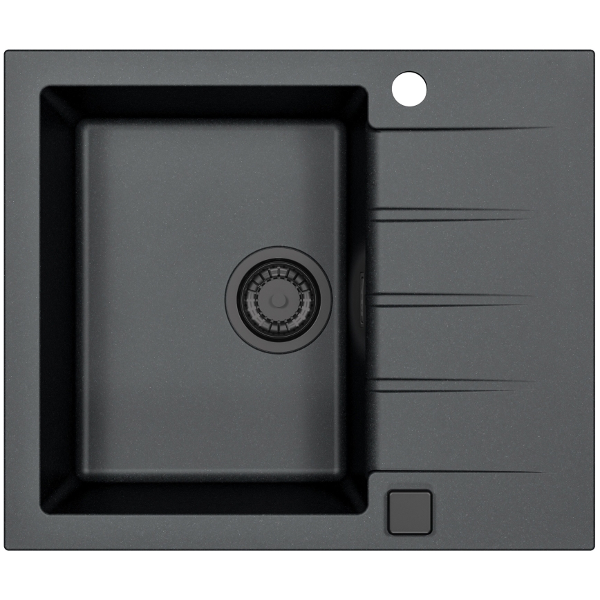 ALVEUS SETA23230 - Küchenspüle CADIT 59x50 cm + Spülenarmatur mit flexiblem Auslauf MINTAS 34 cm Granit/matt schwarz