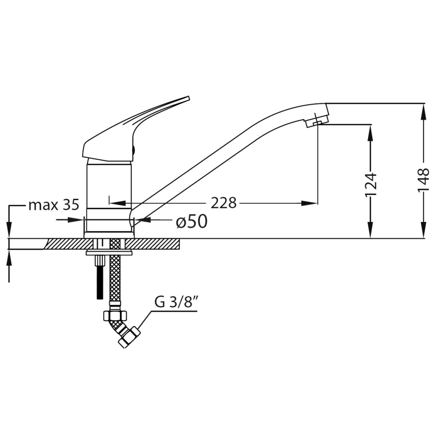 ALVEUS SETA259 - Küchenspüle BASIC 78 x 43,5 cm + Küchenarmatur RIVIERA 14,8 cm satin/glänzender Chrom