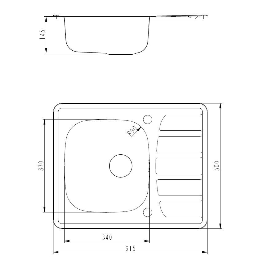 ALVEUS SETA265 - Küchenspüle ZOOM 61,5 x 50 cm + Spültischarmatur RIVIERA 14,8 cm Satin/Hochglanzchrom