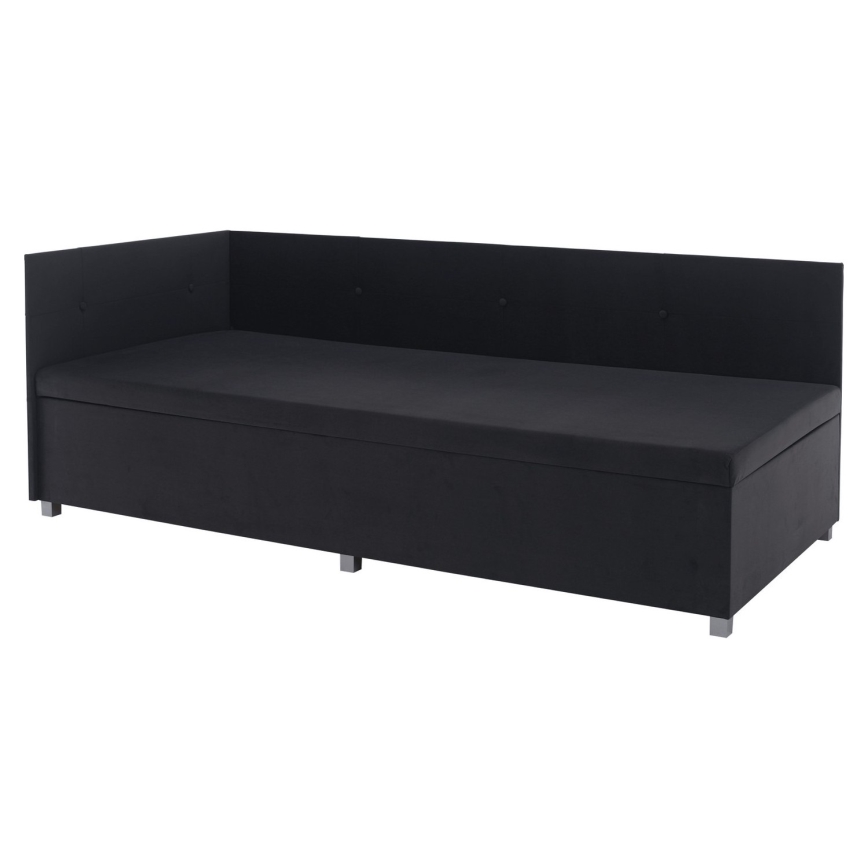 Gepolstertes Tagesbett mit universellem Kopfteil und Stauraum AMSTERDAM 90x200 cm grau