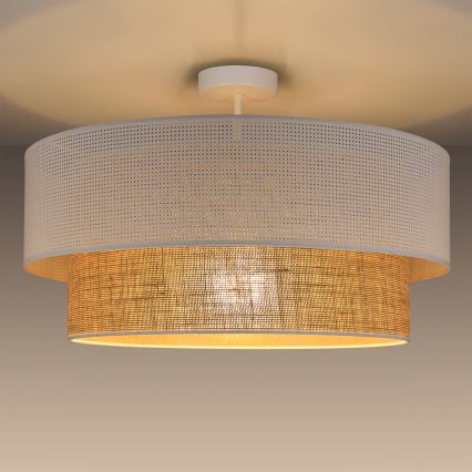 Anbau-Deckenleuchte BORHO 1xE27/60W/230V Ø 50 cm weiß/jute