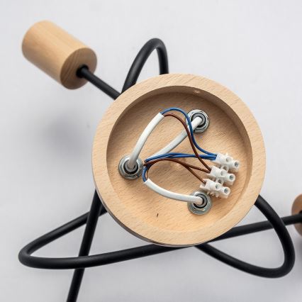 Anbau-Deckenleuchte OXFORD 3xE27/15W/230V Kiefer/Schwarz