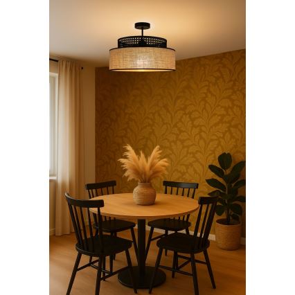 Anbauleuchte BOHO 1xE27/60W/230V d 40 cm schwarz/Rattan