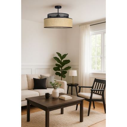 Anbauleuchte BOHO 1xE27/60W/230V d 40 cm schwarz/Rattan