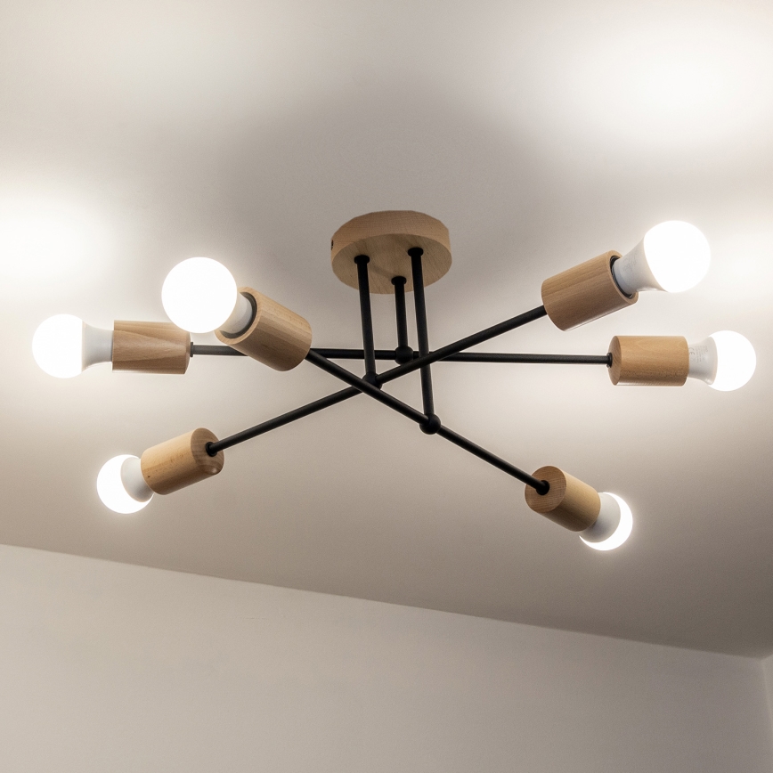 Anbauleuchte CAMBRIDGE 6xE27/15W/230V Kiefer