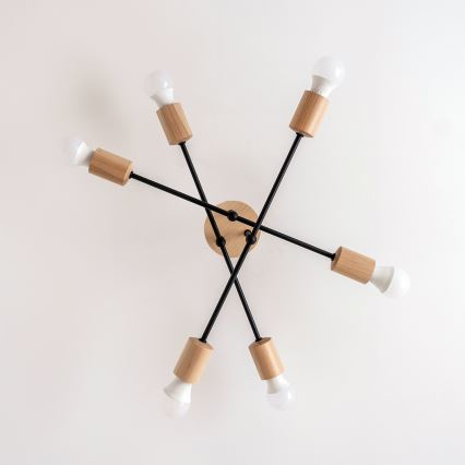 Anbauleuchte CAMBRIDGE 6xE27/15W/230V Kiefer