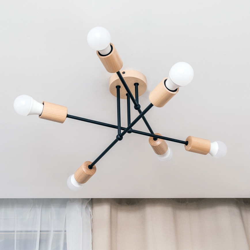 Anbauleuchte CAMBRIDGE 6xE27/15W/230V Kiefer