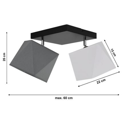 Anbauleuchte DIAMENT 2xE27/60W/230V weiß und grau