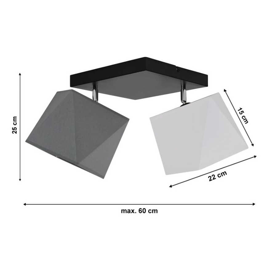 Anbauleuchte DIAMENT 2xE27/60W/230V weiß und grau