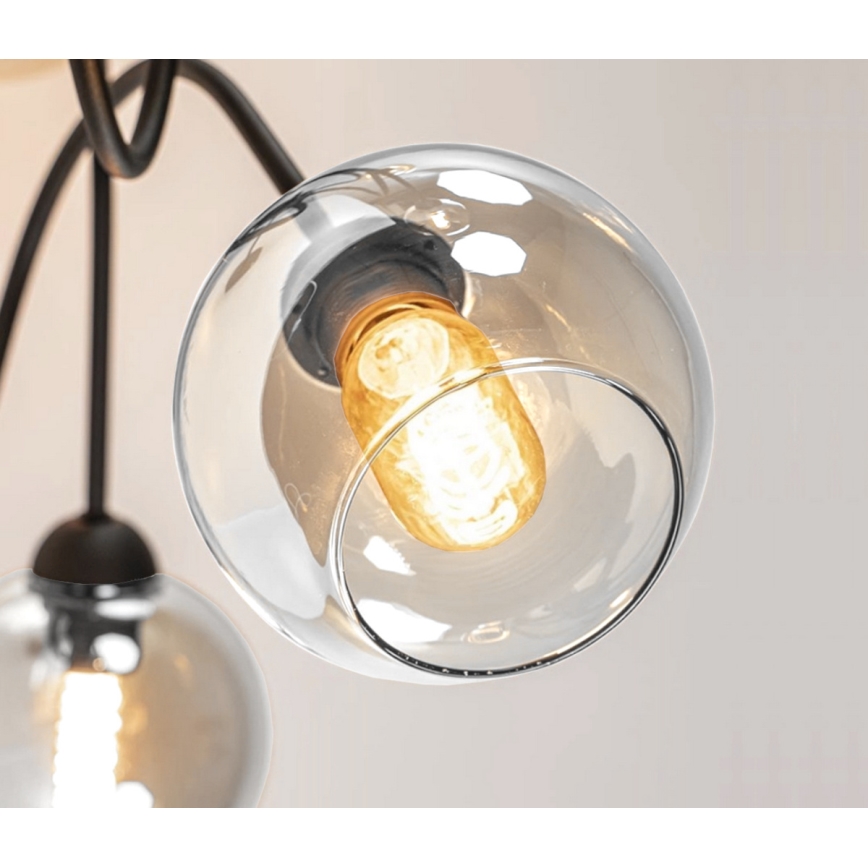 Anbauleuchte EVIE 4xE27/60W/230V anthrazit/klar