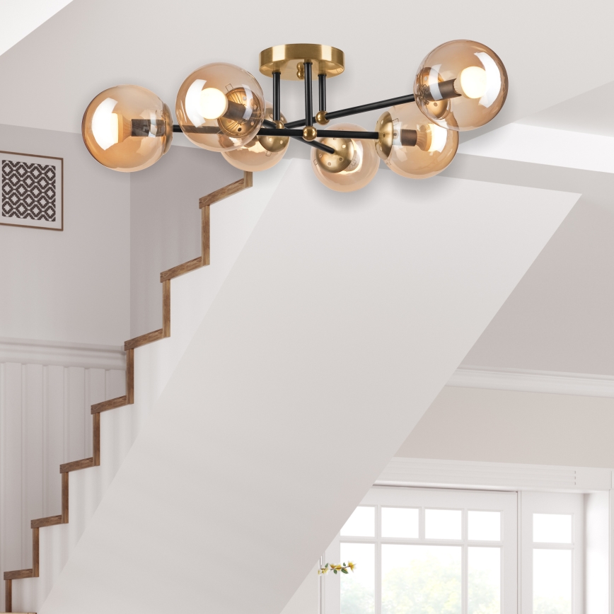 Anbauleuchte MALENA 6xE14/5W/230V golden/schwarz/rauchig beige